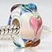 Heart Linked to Heart Charm 925 Sterling Silver Core Flower Glass Charms
