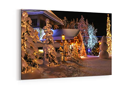 image for Generic Seasons Winter Finland Lapland Snow Fir Snowmen - Canvas Wall 