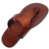 Unisex Adults/Children Genuine Leather Biblical Sandals / Flip flops (Jesus - Yashua) Jerusalem Style IV - Holy Land Market Camel Trademark