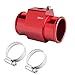 Dewhel Aluminum Red Water Temp Meter Temperature Gauge Joint Pipe Radiator Sensor Adaptor Clamps 38mm