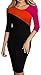 HOMEYEE Women's Elegant Patchwork Half Sleeve Business Bodycon Pencil Dress 449 (6, Black + Orange + Pink)