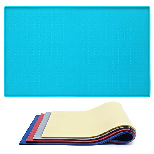 Vivaglory Pet Food Mat Silicone Dog Cat Bowl Mat Non-Stick Food Pad Small 19″ x 12″ Waterproof FDA Grade Pet Feeding Mat, Turquoise