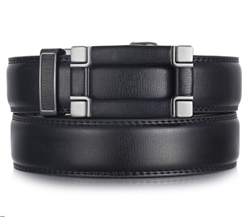 Marino Ratchet Click Belts for Men - Mens Comfort Genuine Leather Dress Belt - with Automatic Buckle, Enclosed in an Elegant Gift Box - Black - Adjustable from 38