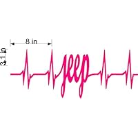Sticker Rite Here Jeep Lover Heartbeat EKG in Blush Pink Vinyl Car/Laptop/Window/Wall Decal