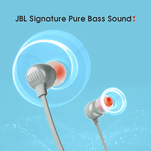 JBL Tune 115BT in-Ear Wireless Headphones with Deep Bass, 8-Hour Battery Life and Quick Charging (Grey)