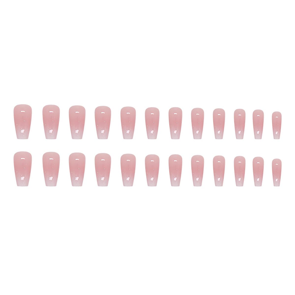 Medium Long Press on Nails Ombre Pink Fake Nails Glossy Glitter Full Cover Glue on Nails Bling Designs Natural Nude False Nails Reusable Artificial Acrylic False Nails for Women Manicure Salon Kit - Image 5