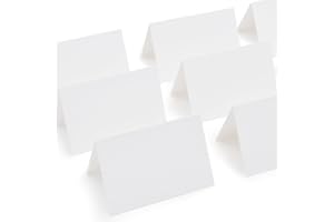 AZAZA 50 Pcs White Blank Place Cards - Textured Table Tent Cards Seating Place Cards for Weddings Banquets Dinner Parties 2.5" x 3.75"