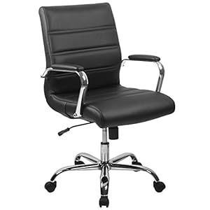 Flash Furniture Mid-Back Black LeatherSoft Executive Swivel Office Chair with Chrome Base and Arms