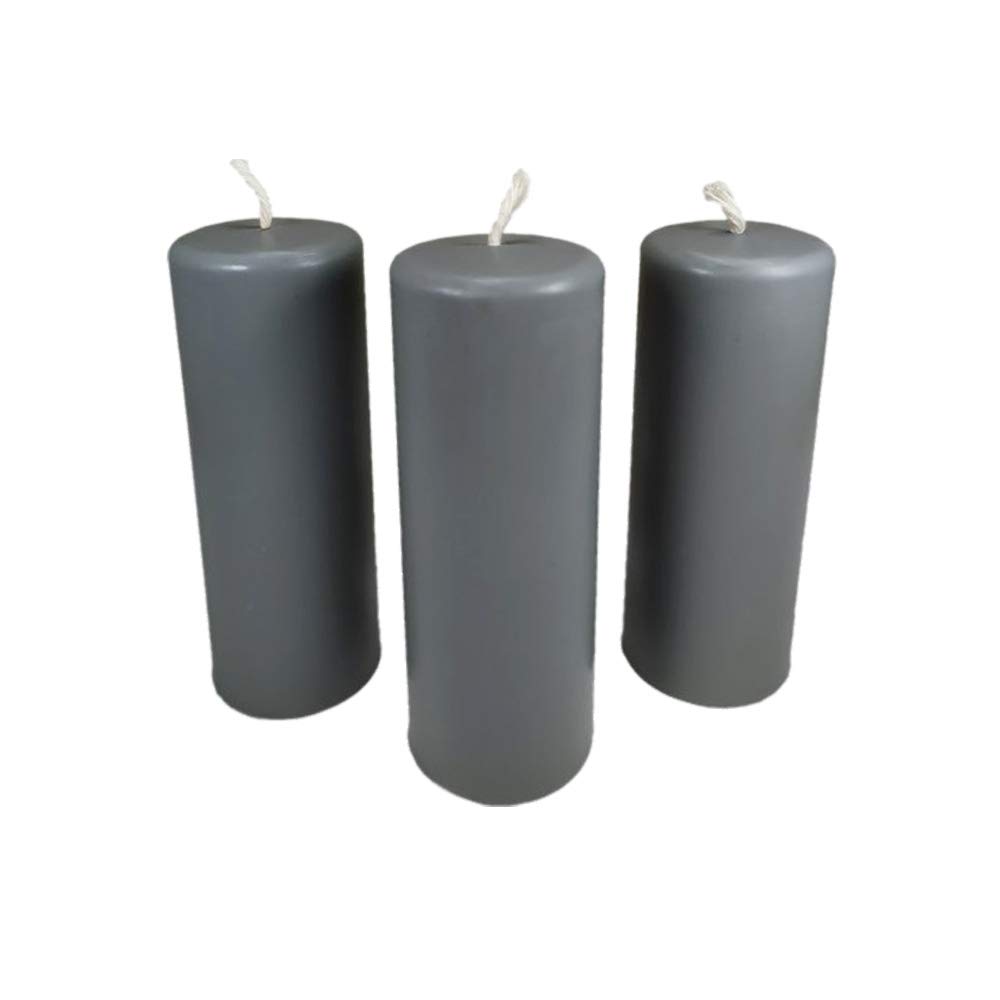3X Pillar Candles Rustic Height 95mm Ø34mm Beeswax Dripping Candles Grey 36364