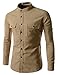 (N340) TheLees Slim Stretchy Roll Up Long Sleeve China Callar Shirts