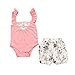 FEITONG Toddler Baby Girls Outfit Clothes Lace Romper Jumpsuit+ Floral Short Pants (6-12 Months, Pink)