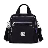 TianHengYi Girls Multifunction Water Resistant Nylon Top Handle Handbag Crossbody Satchel Purse Backpack Black