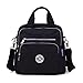 TianHengYi Girls Multifunction Water Resistant Nylon Top Handle Handbag Crossbody Satchel Purse Backpack Black