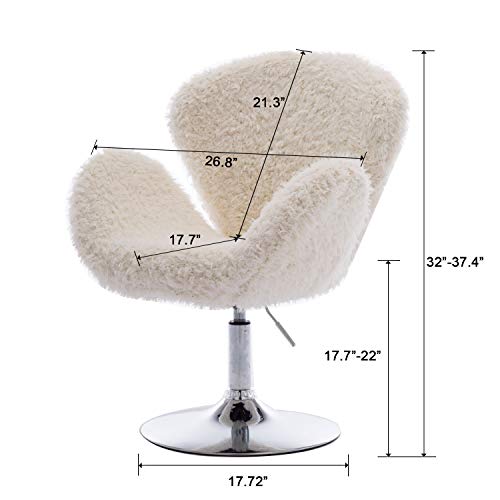 CIMOO White Makeup Vanity Chair, Cute Furry Home Office Chair with