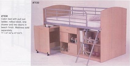 Amazon Com Cabin Bed With Rollout Desk And Drawers Kitchen Dining