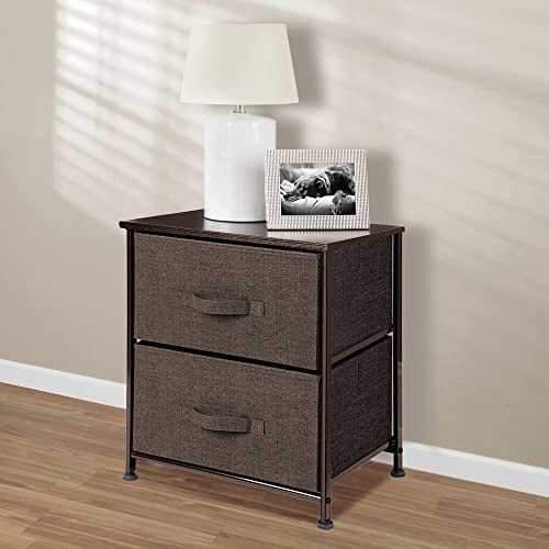 mDesign Small Storage Dresser End/Side Table Night Stand with 2 Removable Fabric Drawers