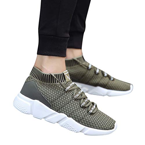 Mens Slip-on Running Shoes,Dacawin Male's Casual Mesh Breathable Lightweight Elastic Fabric Non-Slip Flat Sneakers