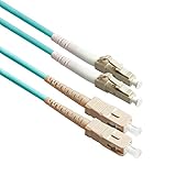 LC to SC OM3 Fiber Patch Cable Multimode Duplex - 5m (16ft) 50/125 10Gb Aqua - Beyondtech PureOptics Series