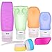 Travel Bottle Set, Kaptron BPA Free TSA Approved Container Refillable Silicone Bottles for Travel Accessories Size with Clear Travel Bag for Cosmetics, Shampoo, Lotion, Conditioner- Set of 8
