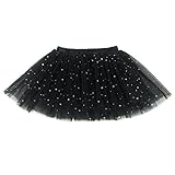 Buenos Ninos Girl's 3 Layers Sequin Ballet Skirt With Sparkling Stars Dress-up Tutu