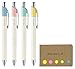 Pentel EnerGel Clena Retractable Liquid Gel Pen, Micro Fine Point 0.3mm Needle Tip, 4 Color Body, Black Ink, 4-pack, Sticky Notes Value Set
