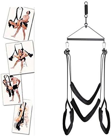 Adult Swivel Swing Easy Installation Support 800 Lbs-Adjustable Straps and Comfortable Legs Bands for Home or Outdoor (Black)