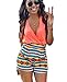 Women's V-Neck Floral Print Sleeveless Short Pants Jumpsuit Romper
