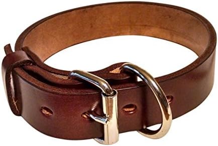 BlackJacks Large Breed Leather Dog Collar with Personalization, 1.5-Inch (Fits 20-23-Inch), Mahogany