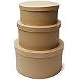 Factory Direct Craft Handcrafted Paper Mache Round Boxes - 3 Boxes