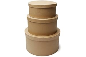 Factory Direct Craft Handcrafted Paper Mache Round Boxes - 3 Boxes