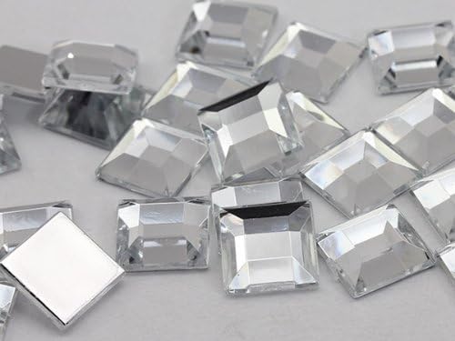 12mm Crystal A01 Flat Back Square Acrylic Jewels High Quality Pro Grade - 40 Pieces