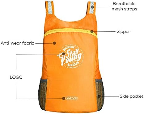Skynow Ultra Lightweight Foldable Backpack,Waterproof &amp; Durable and Packable Bag for Hiking,Camping,Cycling,Travel and More. (Orange)