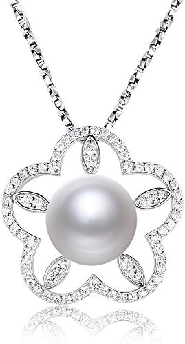 Pearl Nobility S925 Sterling Silver 10.0mm Freshwater Cultured White Pearl Pendant Necklace