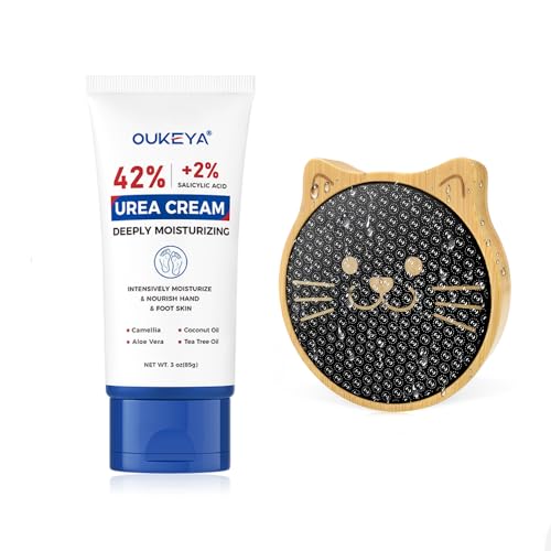 OUKEYA Urea Cream 42 Percent with 2% Salicylic Acid Tube 3 Oz with Glass Foot File Callus Remover Plastic-Free Pedicure Foot File Callus Remover