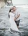 JustVH Maternity Off Shoulder Chiffon Gown Long Sleeve Split Front Maxi Photography Dress White