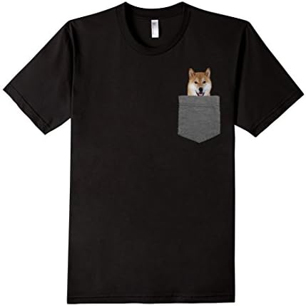 Men's Dog in Your Pocket Tshirt Shiba Inu Shirt Doge Tee Large Black