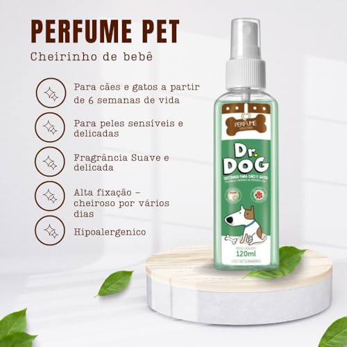 Kit Banho a seco Pet + Perfume cheirinho de bebê, hipoalergênico, Banho Expresso para Cães e Gatos – Limpa, Perfuma e Hidrata, Sem Enxágue (Banho a seco Pet 120ml)