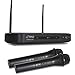 Pyle Dual Channel Wireless Microphone System - Dual Frequency Wireless Mic Receiver Set with 2 Handheld Dynamic Transmitter Mics, Receiver Base - PA, Karaoke, Dj Party - PDWM2130