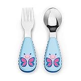Skip Hop Baby Zoo Little Kid and Toddler Fork and Spoon Utensil Set, Multi Blossom Butterfly