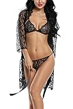 Avidlove Sexy Robes for Women Lace Babydoll Lingerie Chemise Set of 4