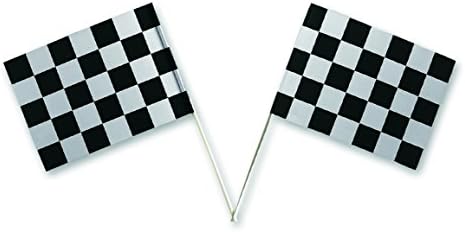 Party Deco Checkered Paper Hand-waving Flag 5,5"x8" Pack of 10