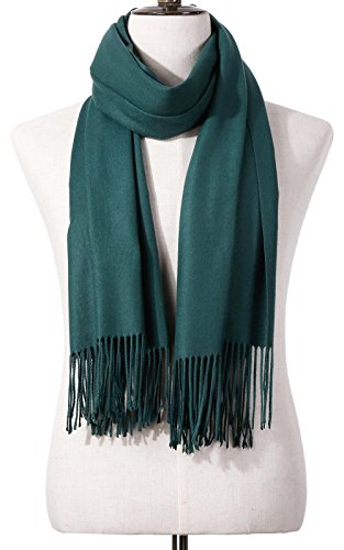 Womens Pashmina Shawl Wrap Scarf - Ohayomi Solid Color Cashmere Stole Extra Large 78"x28" (Green)