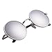 Vintage Round Sunglasses with Polarized Mirrored Lenses for Retro Women and Men (Silver Mirrored, 46mm lens width)