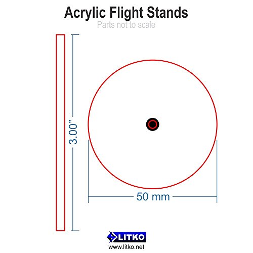 Acrylic Flight Stands, 50mm Circle, 3mm Clear, 3 inch Peg (10)