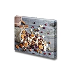 Canvas Prints Wall Art - Chocolate Nuts Dried Fruits and Candy | Modern Wall Decor/Home Decoration Stretched Gallery Canvas Wrap Giclee Print. Ready to Hang - 12" x 18"