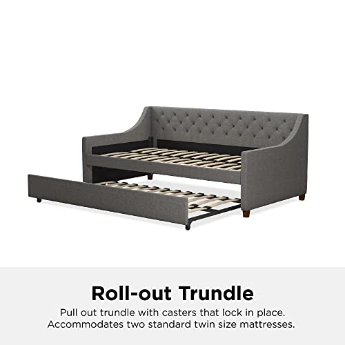 Novogratz Her Majesty Upholstered Daybed and Trundle, Twin Over Twin