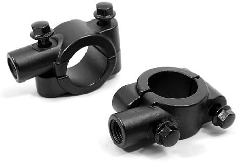 YXGOOD 10mm 7/8" Motorcycle Black Aluminum Handlebar Mirror Mount Clamp 1 set (Left & Right)