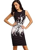 Floerns Women's Floral Print Sleeveless Split Cocktail Party Bodycon Dress Black M