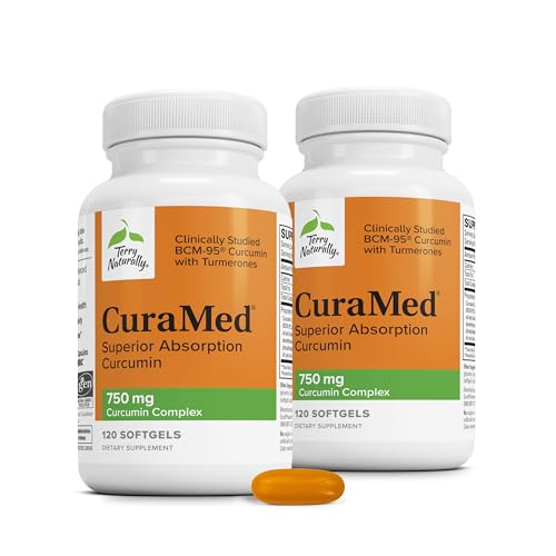 Terry Naturally/EuroPharma CuraMed 750mg BCM-95 Curcumin, 120 Softgels -(2 Pack)
