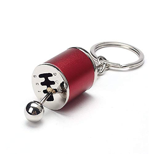 Creative Auto Part Model Gear Box Metal Keychain Manual Transmission Shift Lever Keyring Red - Thumbnail 4